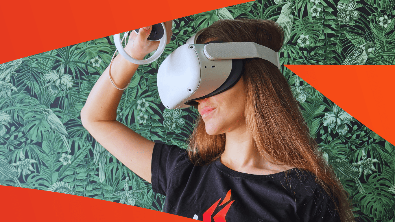 girl with vr googles and brown hair